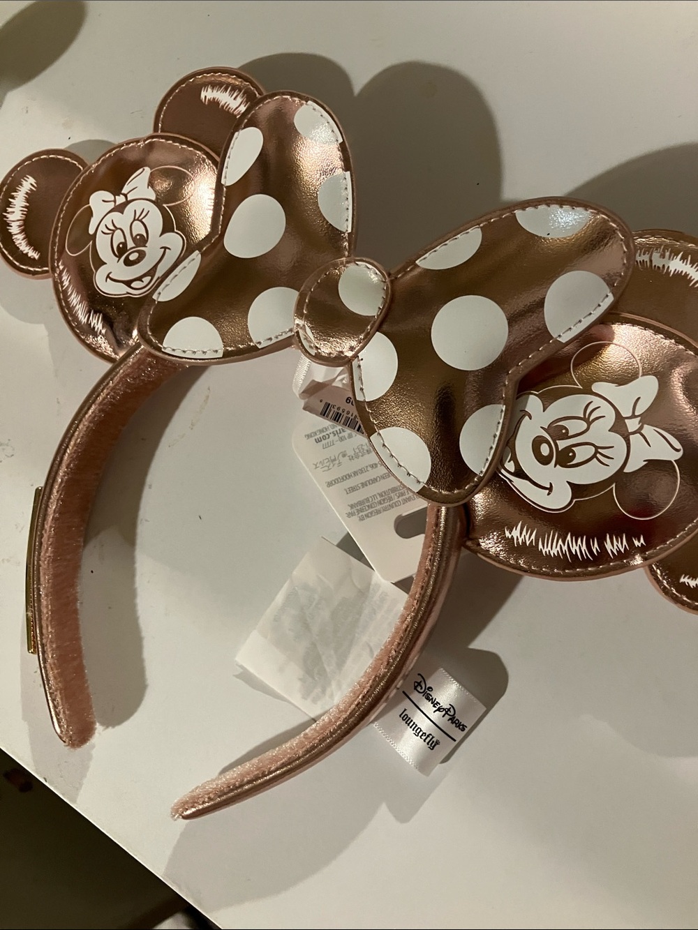 Disney Minnie Mouse Metallic Rose Gold Polka Dot Headband